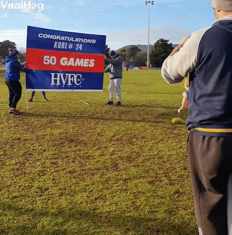 Boy Bounces Off Aussie Rules Football Celebration Banner GIF by ViralHog