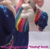 clown slapstick kissing booth pie-in-the-face pie toss GIF