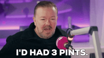 Ricky Gervais Drinking GIF by AbsoluteRadio