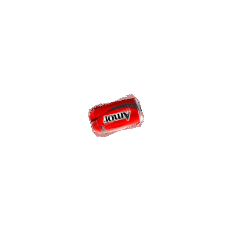 Sponsored gif. A red can of Coca-Cola with the name "Amor" spins toward the viewer and then spins back out of sight.