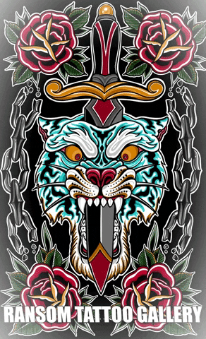 Tiger Dagger GIF by Ransom Tattoo Gallery