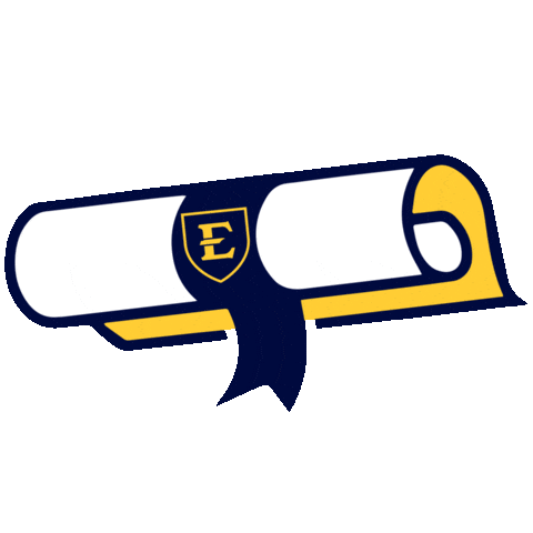 Blue And Gold Graduation Sticker by ETSU