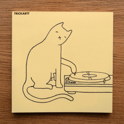 trickartt music cat chill vinyl GIF