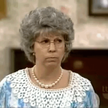 TV gif. Vicki Lawrence as Thelma on Mama's Family rolls her eyes and her head as she sighs irritably.