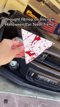 Car Enthusiast Spooks Out His Ride With Bloody Teeth for Halloween
