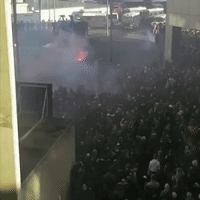 Flares Churn Up Smoke Ahead of Ajax Match at Amsterdam Arena