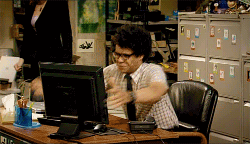  angry employee office destruction throwing computer monitor GIF