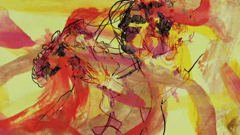 Gif of an arty animated scribble depicting embracing lovers