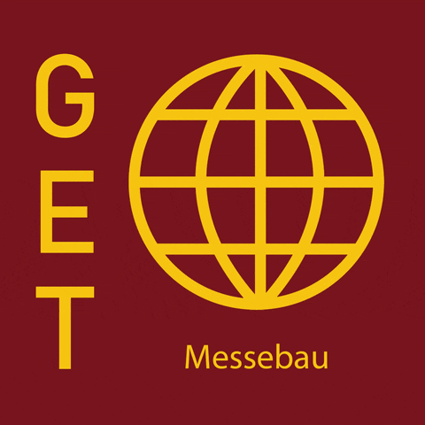 GETMessebau logo light glow exhibition GIF