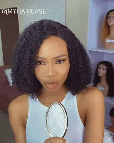 myhaircase excited singing brush hair stylist GIF