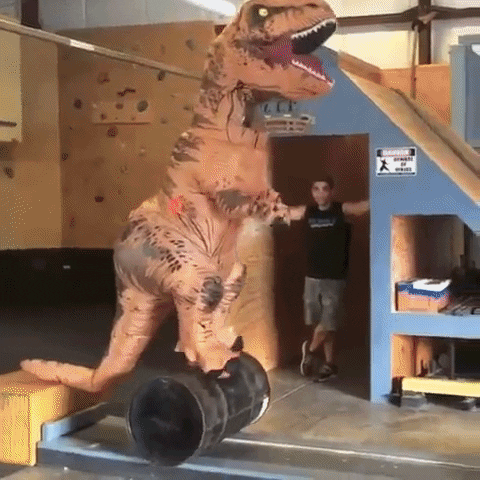 Dinosaur working out... and it's as ridiculous as it sounds