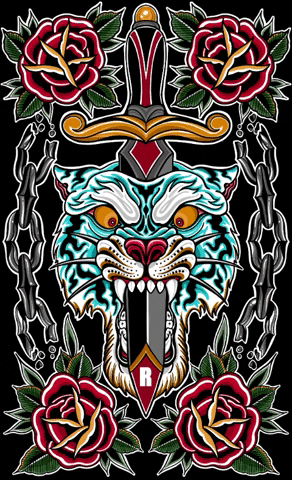 Rose Tiger GIF by Ransom Tattoo Gallery