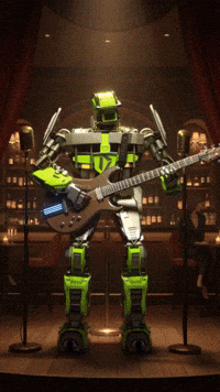 Autobot playing guitar in party