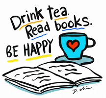 Read Drink Tea GIF by Debbie Ridpath Ohi