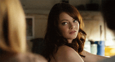 laughing emma stone smiling thumbs up easy a
