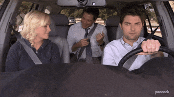 Driving Parks And Recreation GIF by PeacockTV