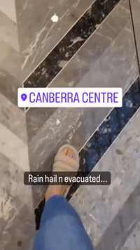 Shoppers Leave Flooded Canberra Mall During Heavy Rain