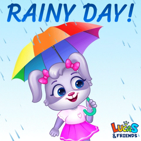 Rainy Day Dancing GIF by Lucas and Friends by RV AppStudios