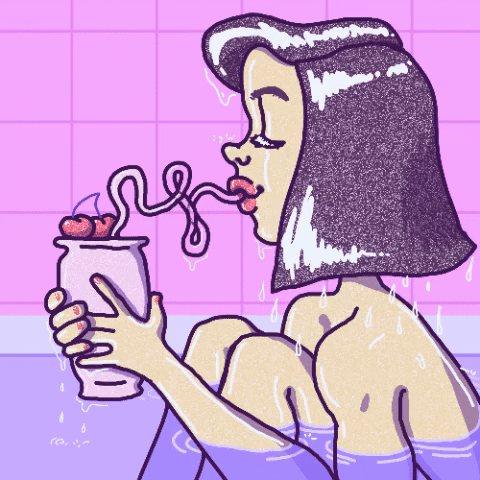 emmadoesartonline girl drink cherry milkshake GIF