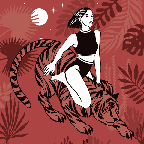 anjaslibar woman moon walk tiger GIF