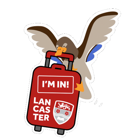 Flyingduckpullingalancastersuitcase Sticker by Lancaster University