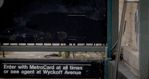 A GIF of a person leaving the subway.