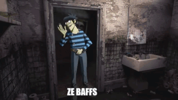 EDGYGIFSHERE #zebaffs #shootingbaffs #gorillaz #murdoc #wtf GIF