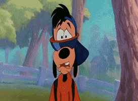 Disney gif. In A Goofy Movie, Max looks shocked, frowning with his mouth half open, and then passes out, falling backward.