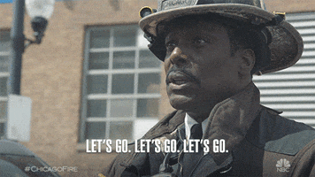 TV gif. Eamonn Walker as Chief Boden looks confident and unfailing as he encourages his squad, saying, "Let's go, let's go, let's go."