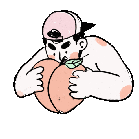 Peach Eating Sticker by Luma The Artist