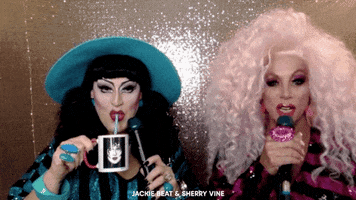 ptmediallc 80s drinking drag queens sip tea GIF