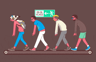 walking exit GIF by Aiste Papartyte