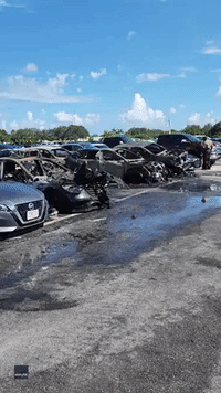 Fire Destroys Multiple Vehicles at Miami Dolphin's Season Opener in Florida