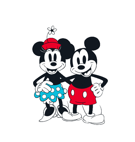 mickey mouse and minnie mouse in bed