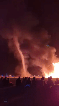 Wind Transforms Burning Man Flames Into Swirling 'Fire Tornado'