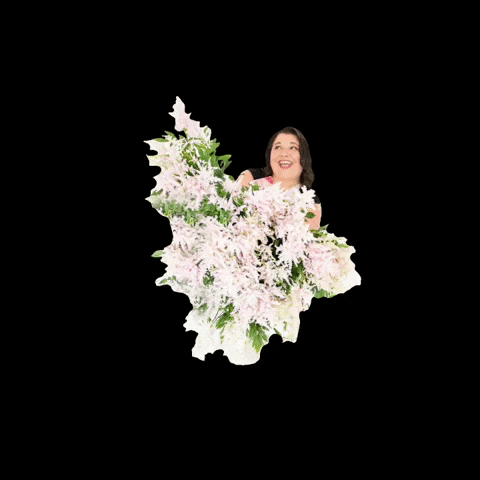 intrigueteaches happy woman swipe up flowers GIF