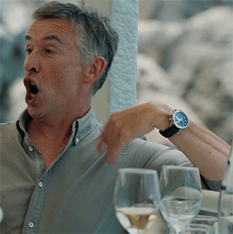 steve coogan wrist watch trip to greece