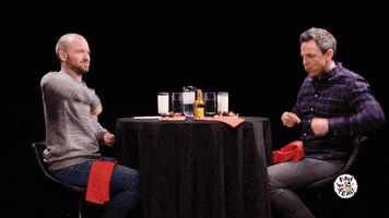 Seth Meyers Wings GIF by First We Feast: Hot Ones