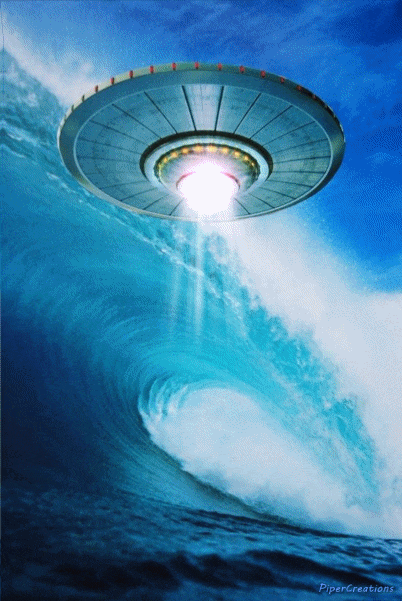 Pipercreations Surreal Ufo Wave Sky Clouds Nature Water Sea Ocean Extraterrestrial Alien GIF by PiperCreations
