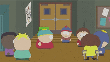 South Park gif. The kids at school stand around him as Eric paces back and forth angrily shouting, "This is bullshit!"
