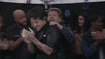 Excited Harry Styles GIF by The Late Late Show with James Corden