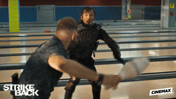 cinemax fight cinemax strike back bowling alley GIF