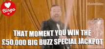 Ricky Gervais Champagne GIF by Buzz_Bingo