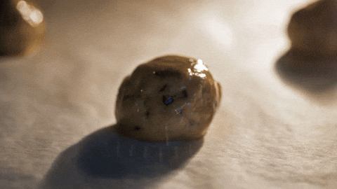 GIF of a cookie baking in the oven.