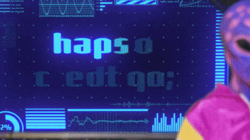 Video gif. The text, "Happy Monday!" is on the screen of a spaceship and we zoom out to show an alien reading the sign and throwing their hands up and hanging their head dejectedly.