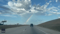 Stunning Rainbow Seen Over Texas Highway