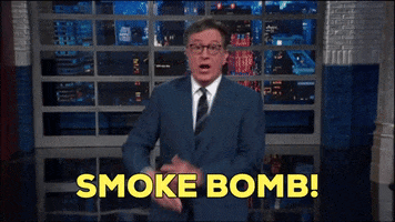 Stephen Colbert Smoke Bomb GIF by The Late Show With Stephen Colbert