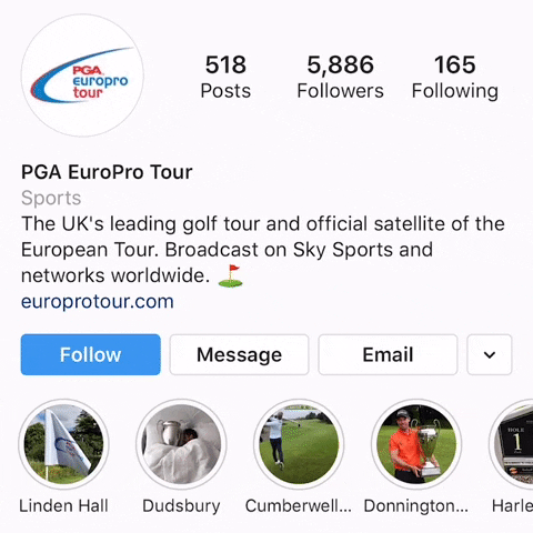 Instagram Follow Us GIF by PGA EuroPro Tour