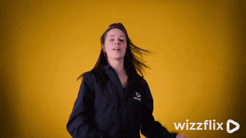 Wizzflix_ fun yellow peace moves GIF
