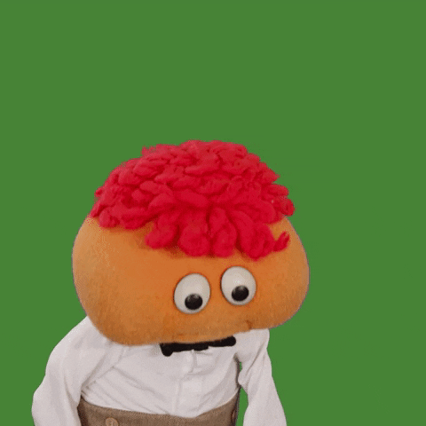 Video gif. Gerbert the Puppet is upset and he crosses his arms heavily as he says, "Hmph."